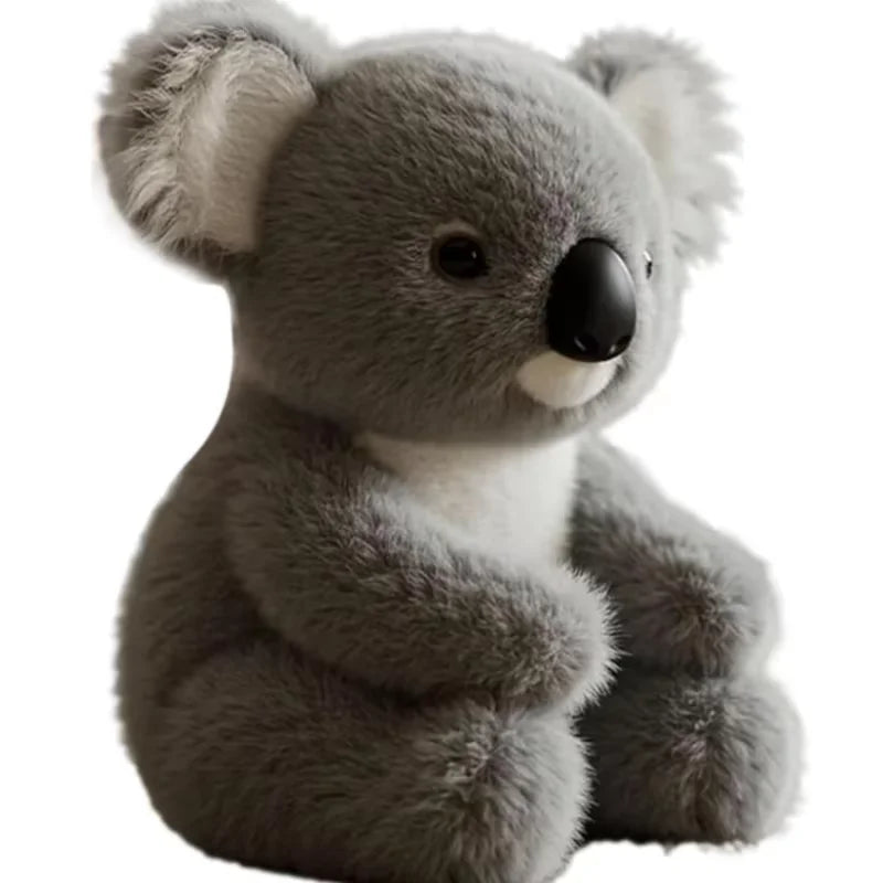 Peluche koala réaliste sur fond blanc