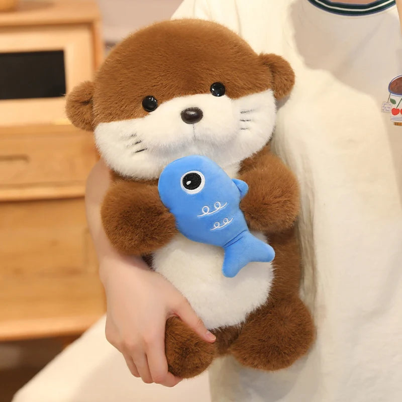 Peluche loutre avec son poisson Kawaii