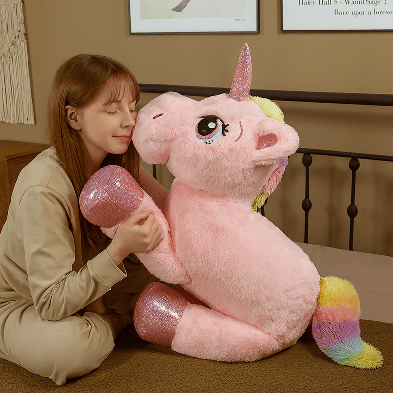 Grande peluche licorne rose