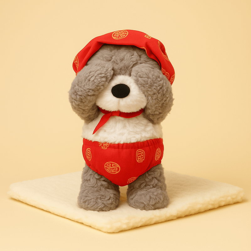 La peluche loup du petit chaperon rouge sur une couverture