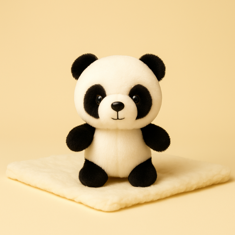 Mini peluche panda sur couverture