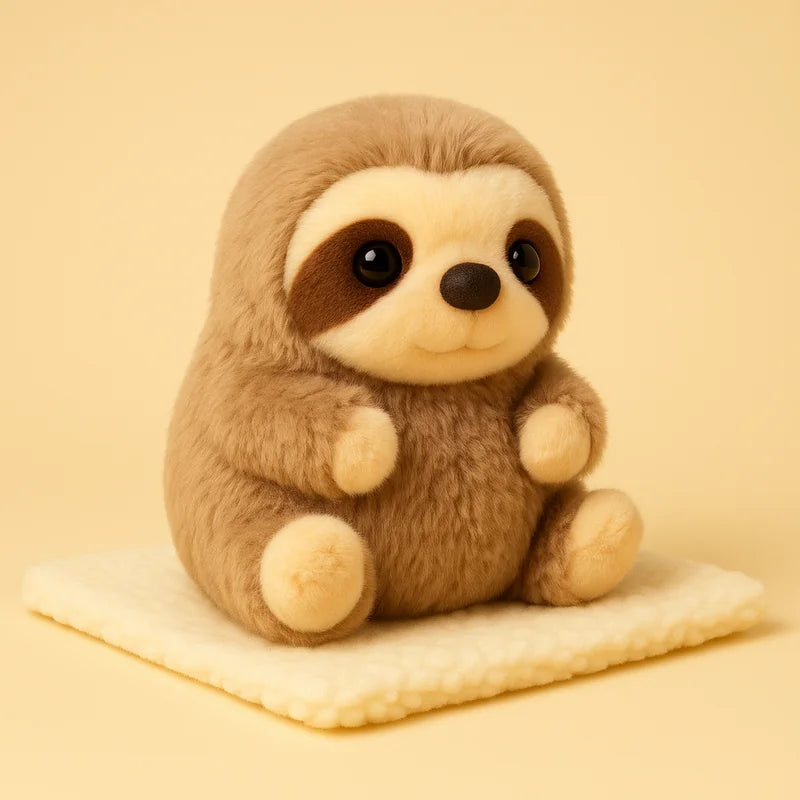 Mini peluche paresseux sur une couverture