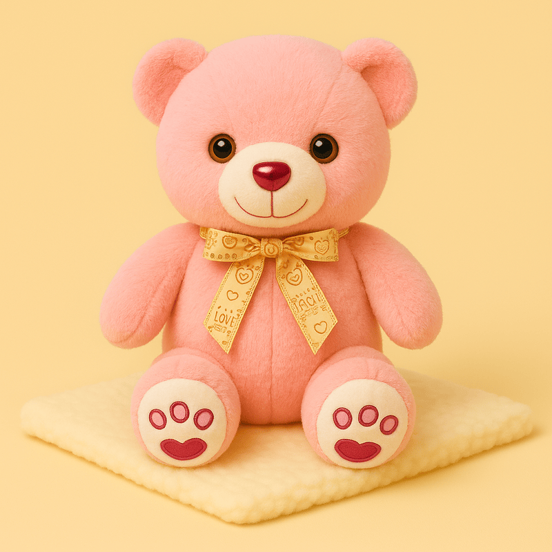 Ours mignon de couleur avec son ruban doré