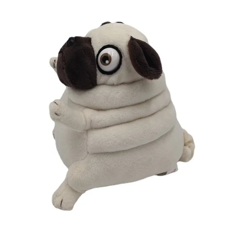 Peluche chien Carlin de profil sur fond blanc