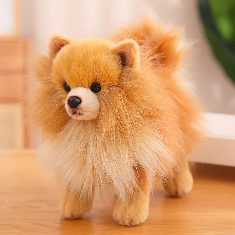 Peluche chien marron Spitz nain de qualité