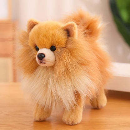 Peluche chien marron Spitz nain de qualité