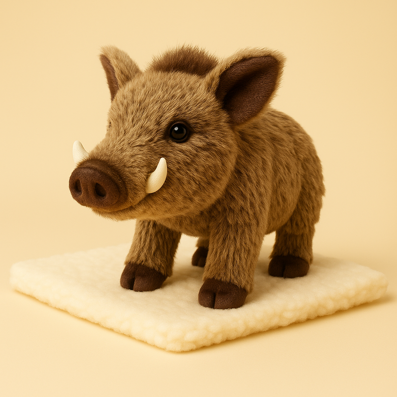 Peluche cochon africain sur une couverture