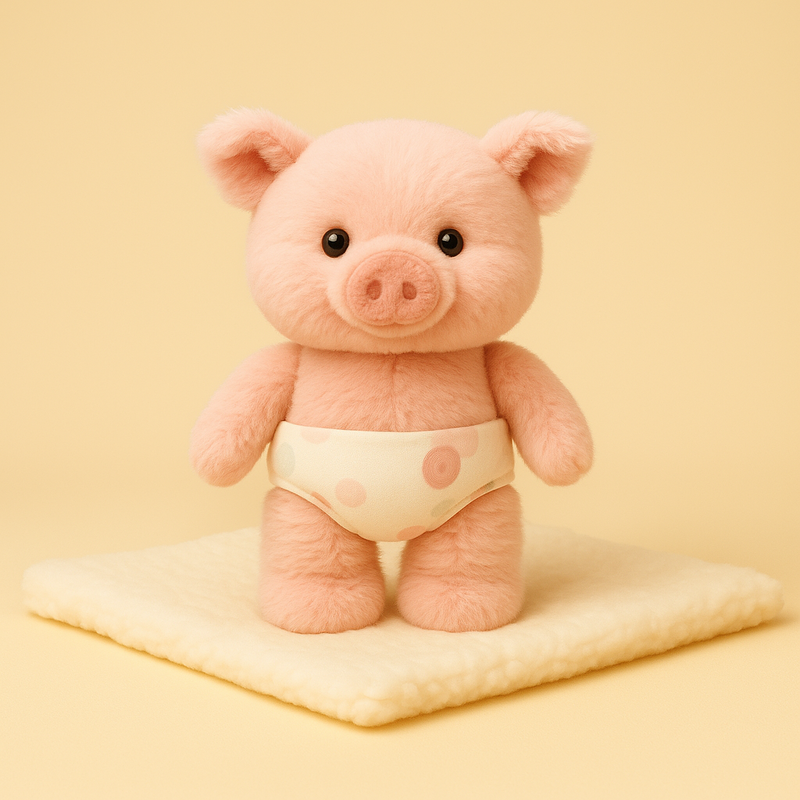 Peluche cochon corse sur une couverture