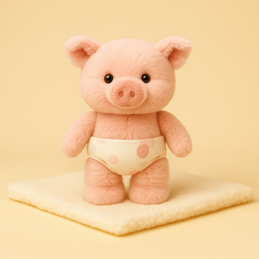 Peluche cochon corse sur une couverture
