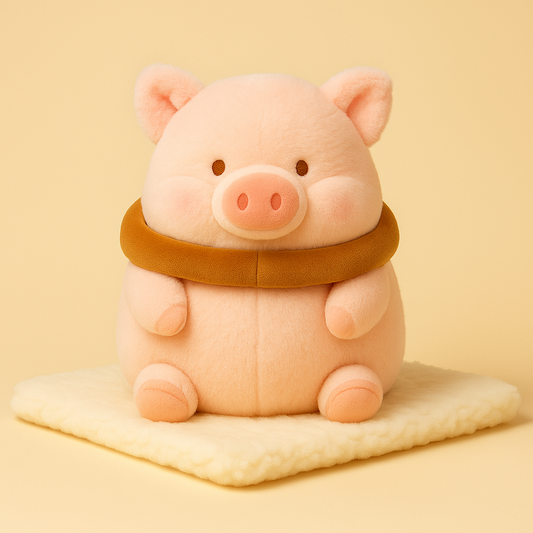 Peluche cochon toast sur une couverture