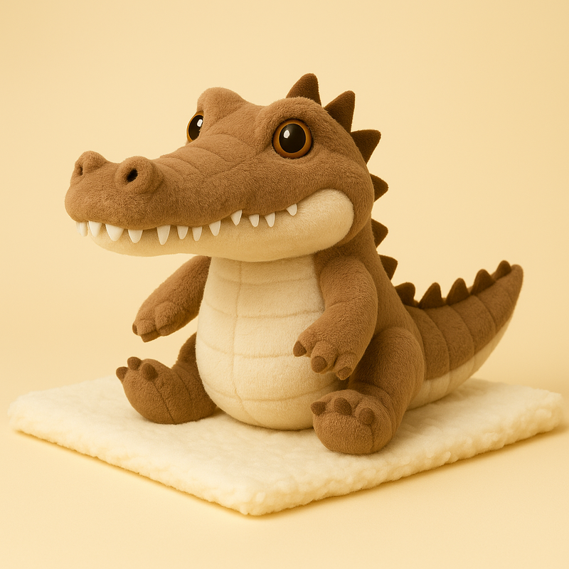 Peluche crocodile écolier sur une couverture