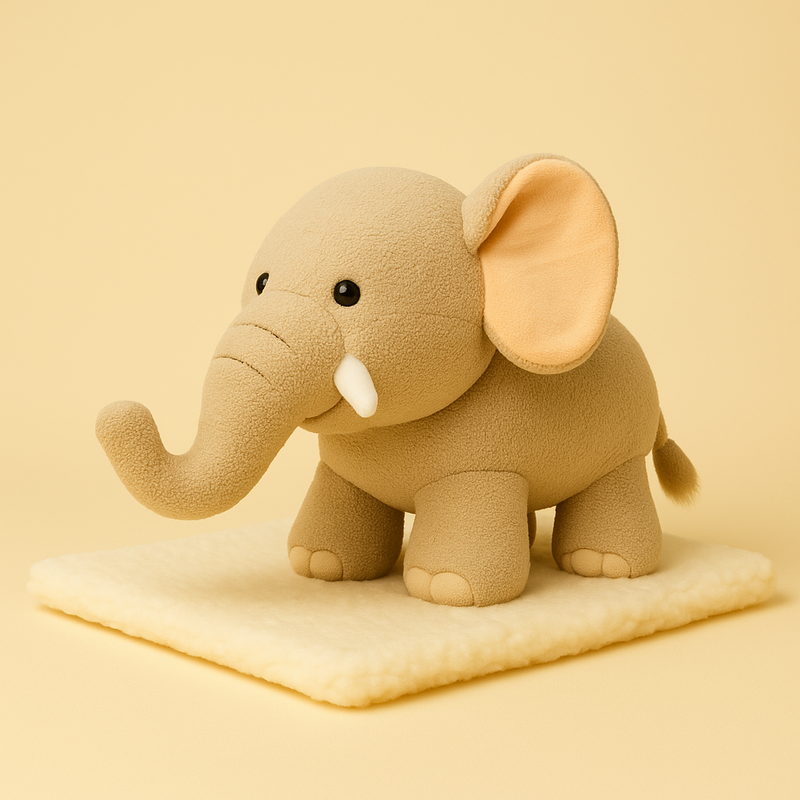 Peluche éléphant grise mignonne sur couverture 