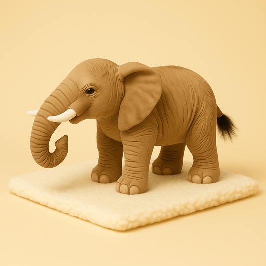 Peluche éléphant réaliste sur couverture