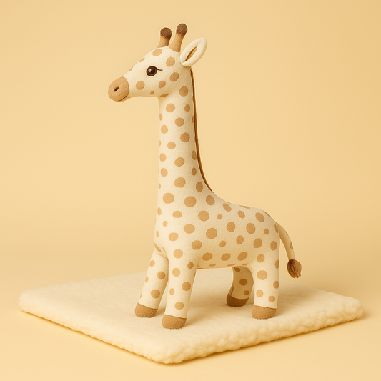 Peluche girafe blanche sur couverture