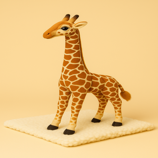 Peluche girafe réaliste sur couverture