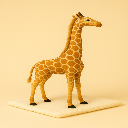 Peluche girafe xxl sur une couverture