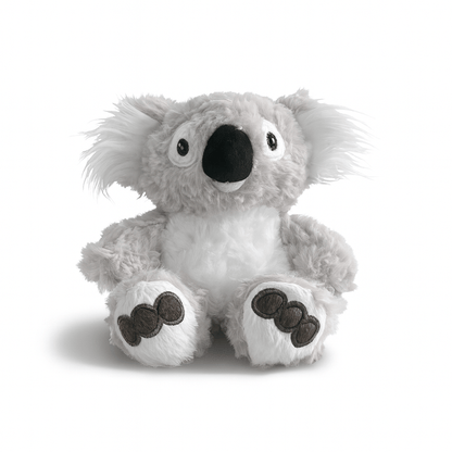 Peluche koala au réveil assis sur fond blanc