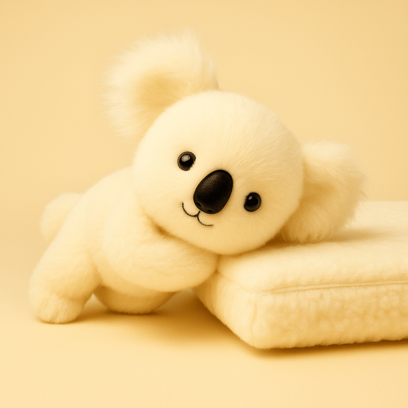 Peluche koala grande famille sur couverture