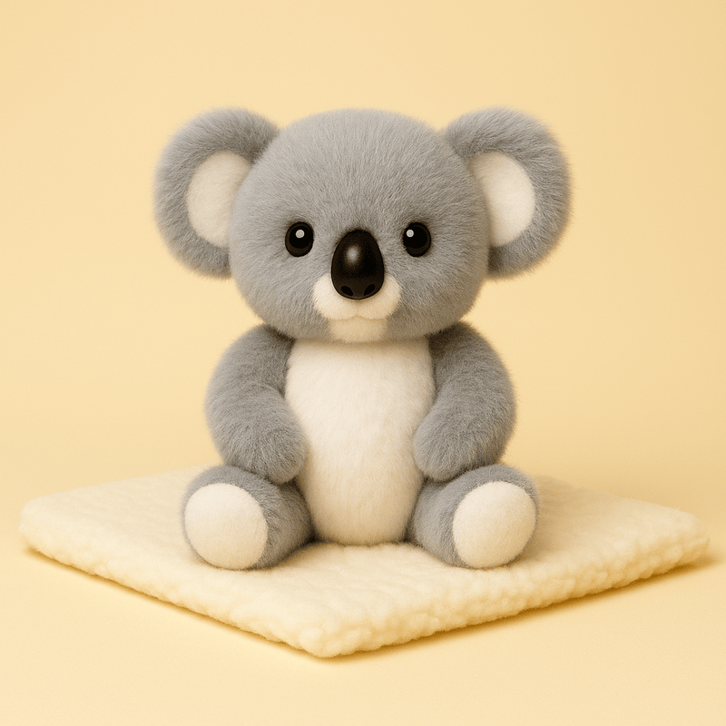 Peluche koala mignonne sur couverture