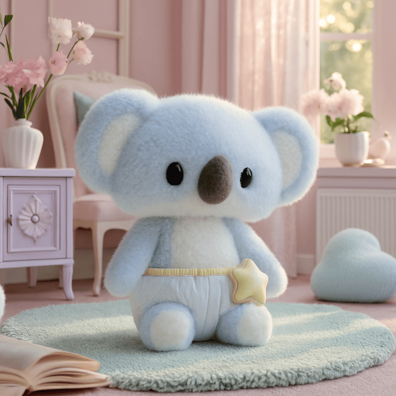 Peluche koala triste dans sa chambre 