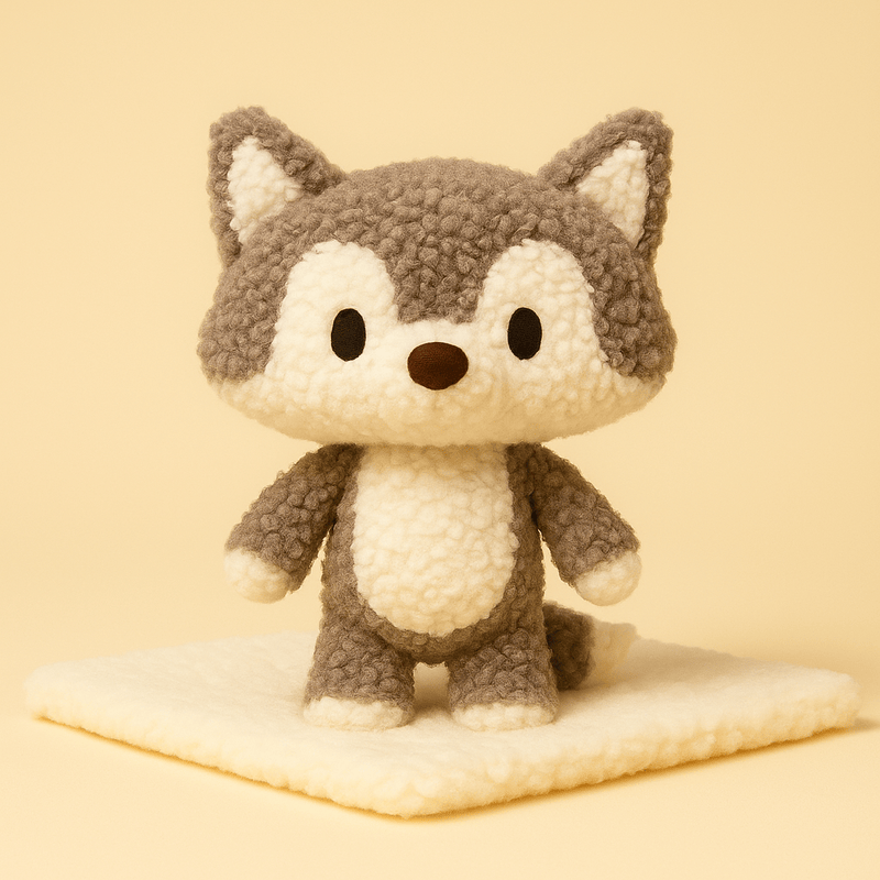 Peluche loup de conte de fées sur couverture