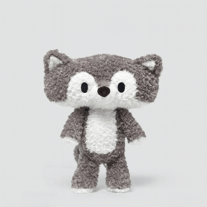 Peluche loup de conte de fées sur fond gris