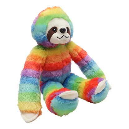 Peluche paresseux arc-en-ciel sur fond blanc