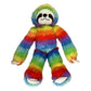 Peluche paresseux arc-en-ciel sur fond blanc