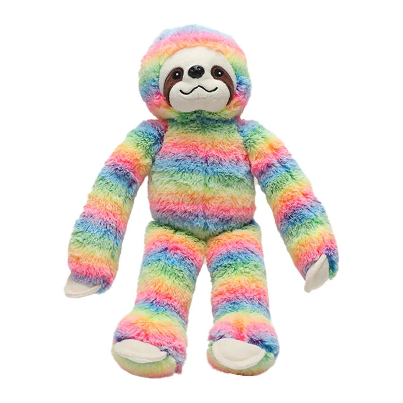 Peluche paresseux arc-en-ciel clair sur fond blanc