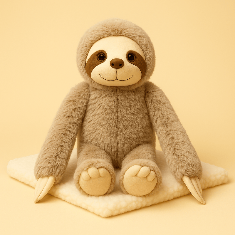 Peluche paresseux sur une couverture