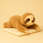 Peluche paresseux kawaii sur une couverture
