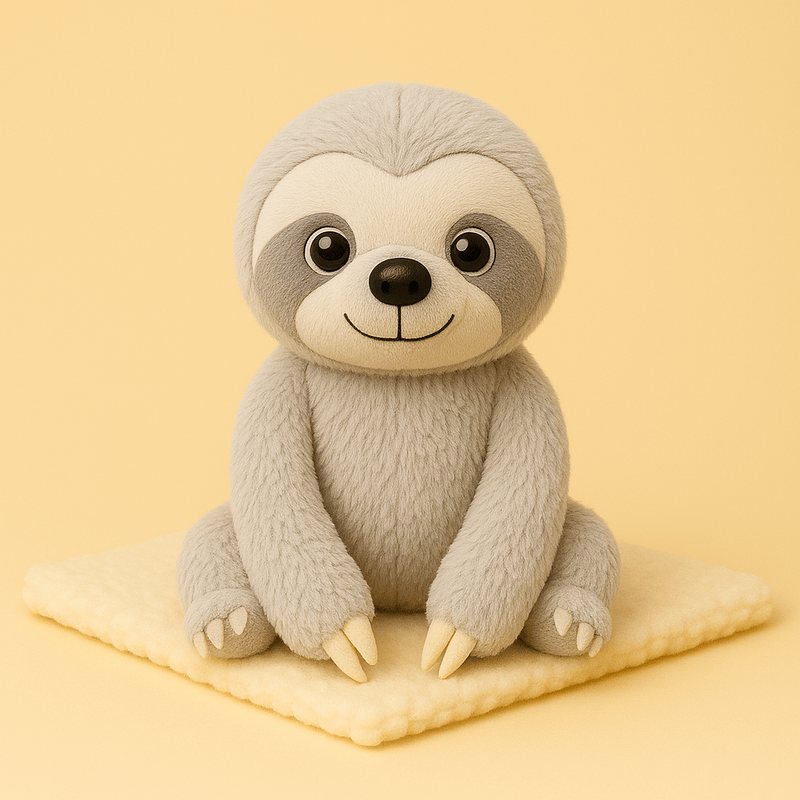 Peluche paresseux grise magnifique sur une couverture