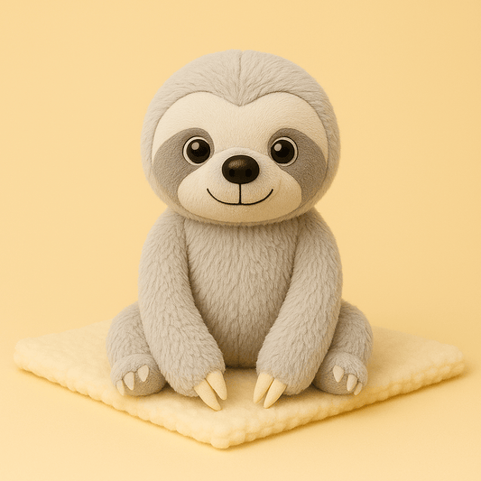 Peluche paresseux grise magnifique sur une couverture