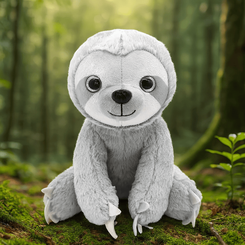 Peluche paresseux grise magnifique dans la forêt