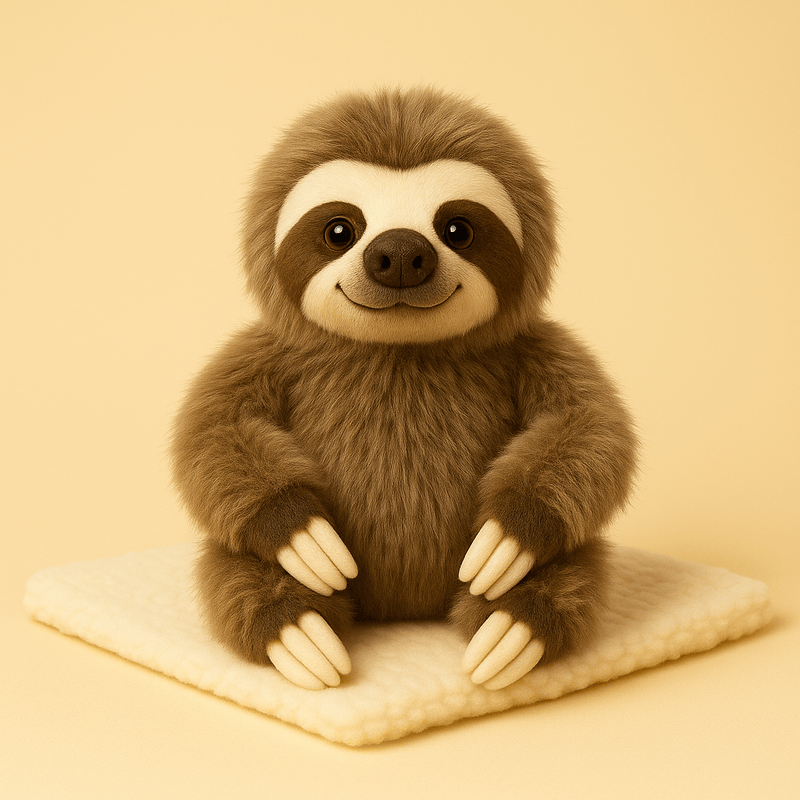 Peluche paresseux réaliste sur une couverture