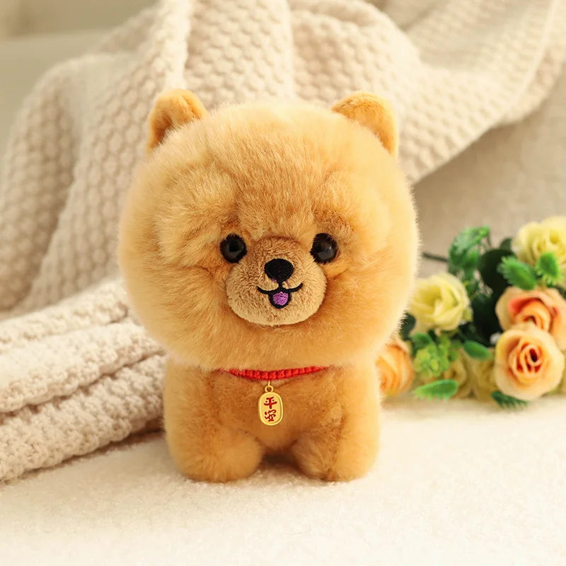 Peluche petit chien chow chow sur tapis 
