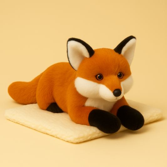 Peluche renard realiste sur couverture