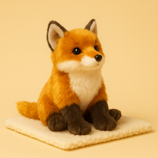 Peluche renard sauvage sur couverture