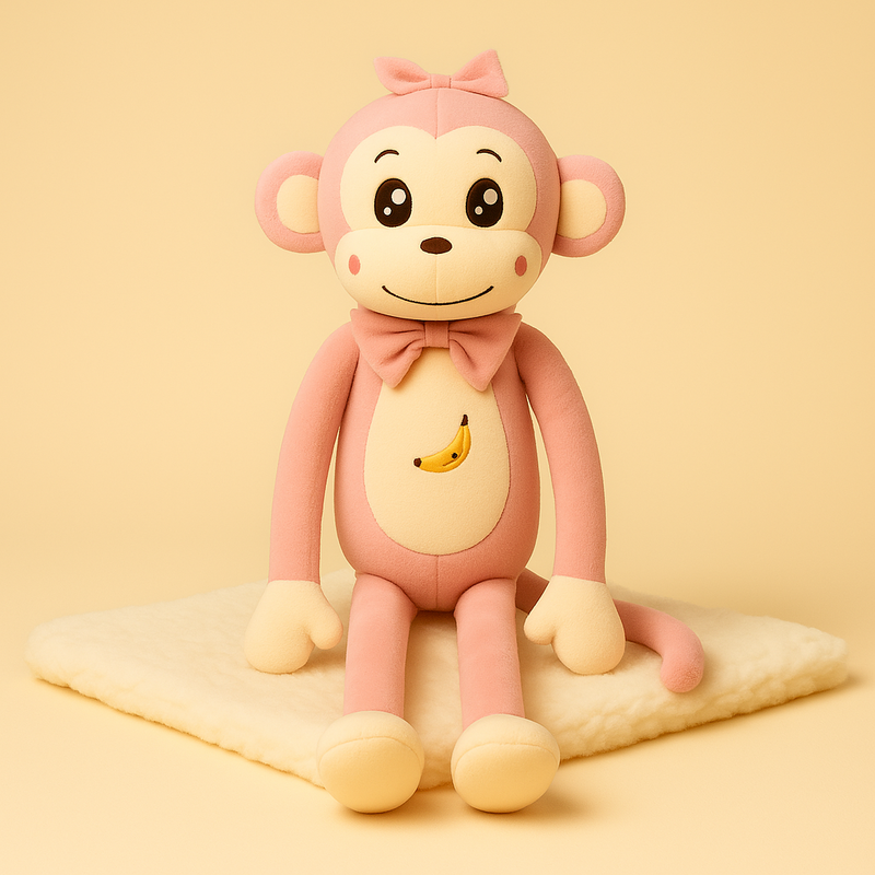 Peluche singe cartoon sur couverture