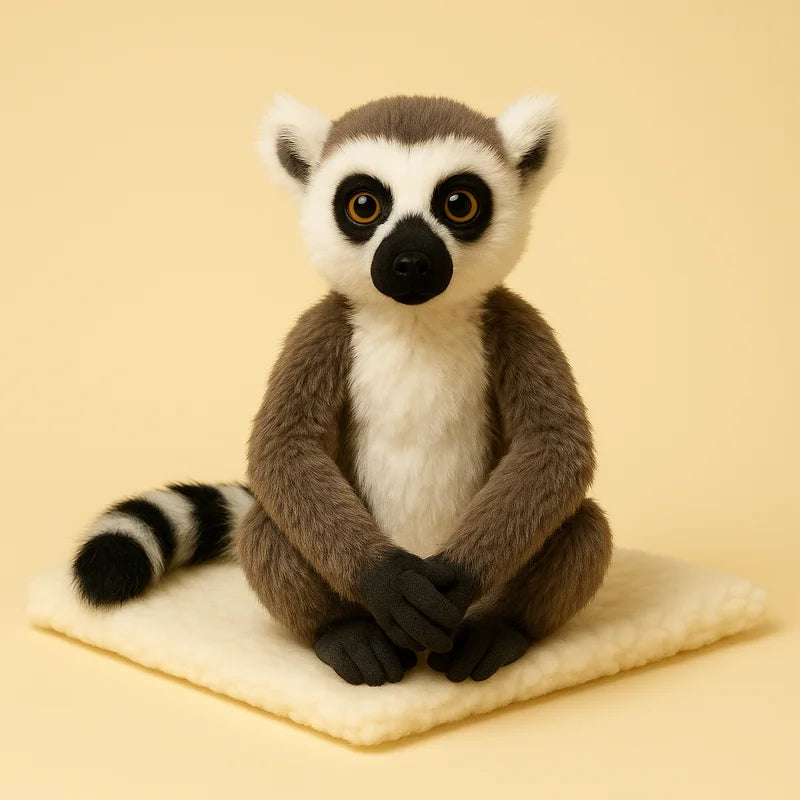 Peluche lémurien mâle sur couverture