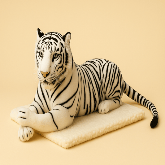 Peluche tigre allongé sur une couverture