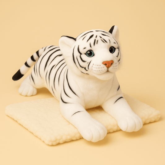 Peluche tigre douce sur une couverture