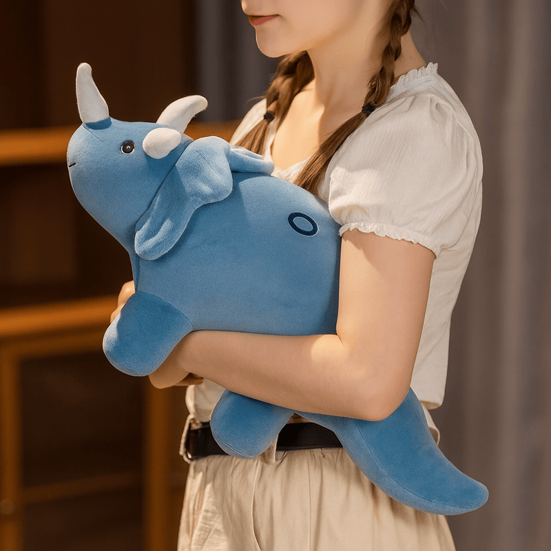 Peluche triceratops bleue