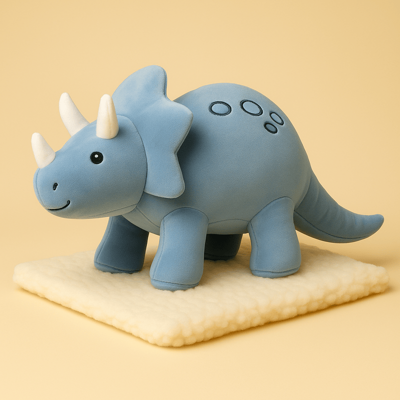Peluche triceratops bleue