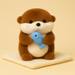 Peluche loutre avec son poisson Kawaii