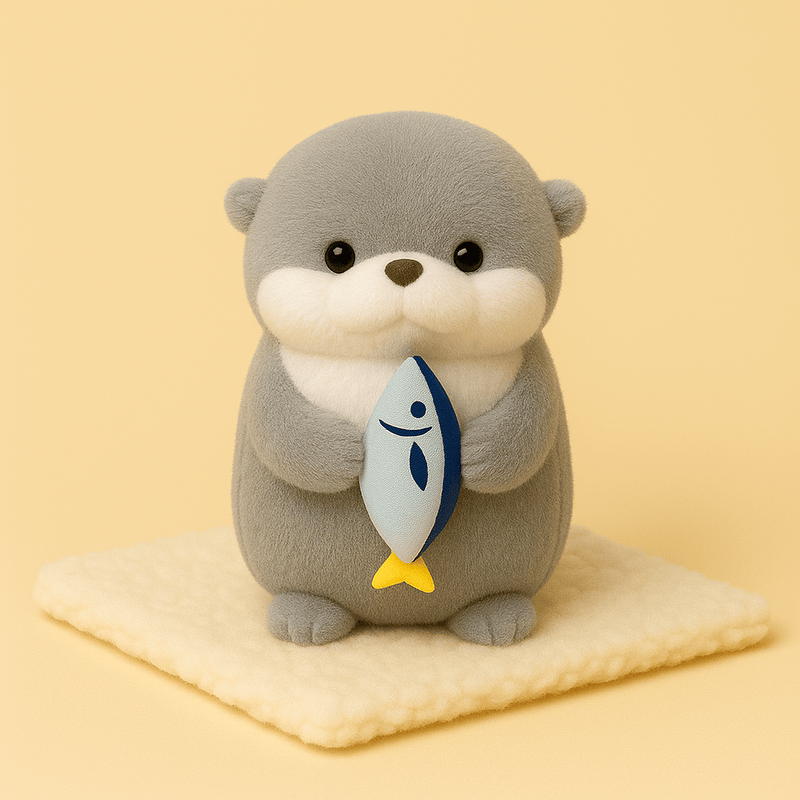 Peluche loutre avec son poisson