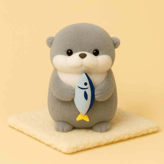 Peluche loutre avec son poisson