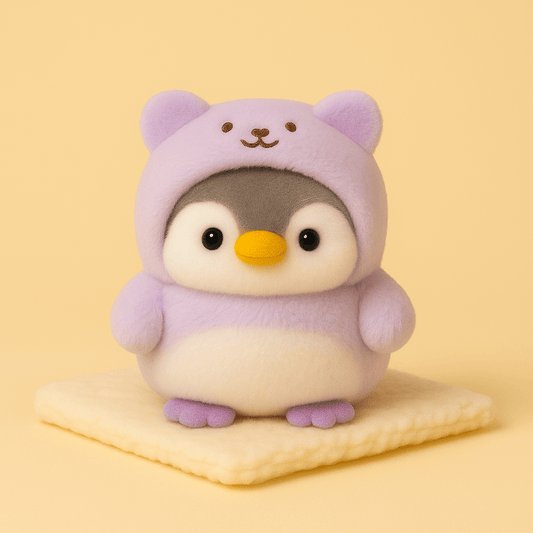Peluche pingouin avec une capuche d'ours