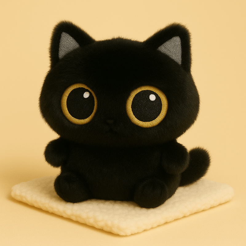 Petit chat noir en peluche