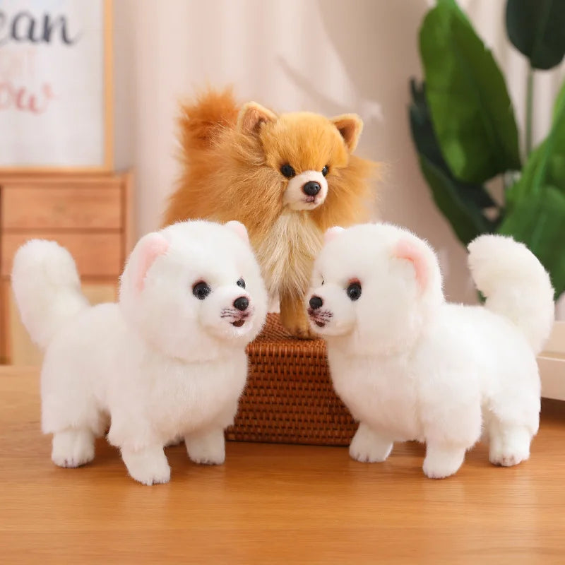 Trois peluches chiens Spitz nain de qualité